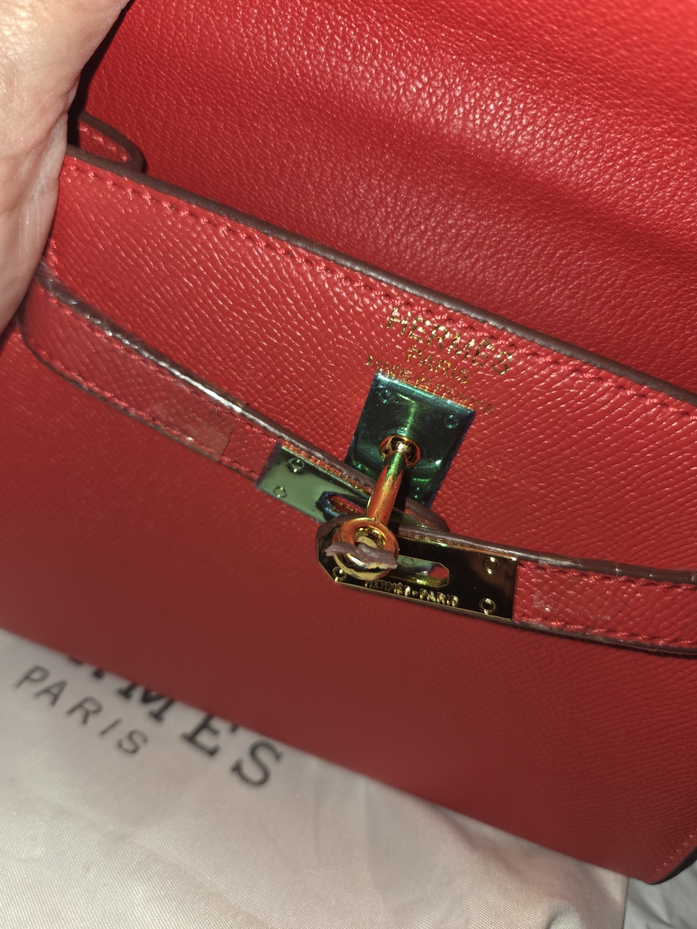 Red Leather Shoulder Bag with Gold Hardware